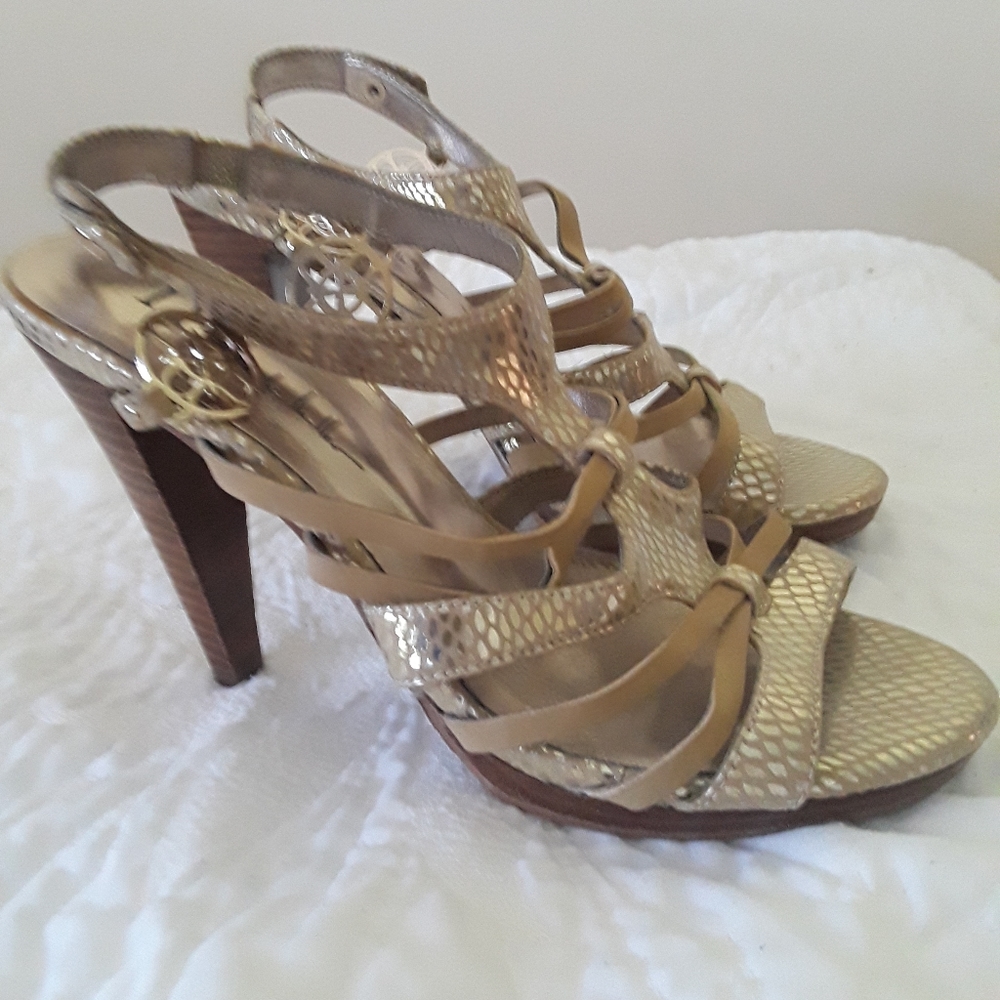 Nicole Miller gold sandals.